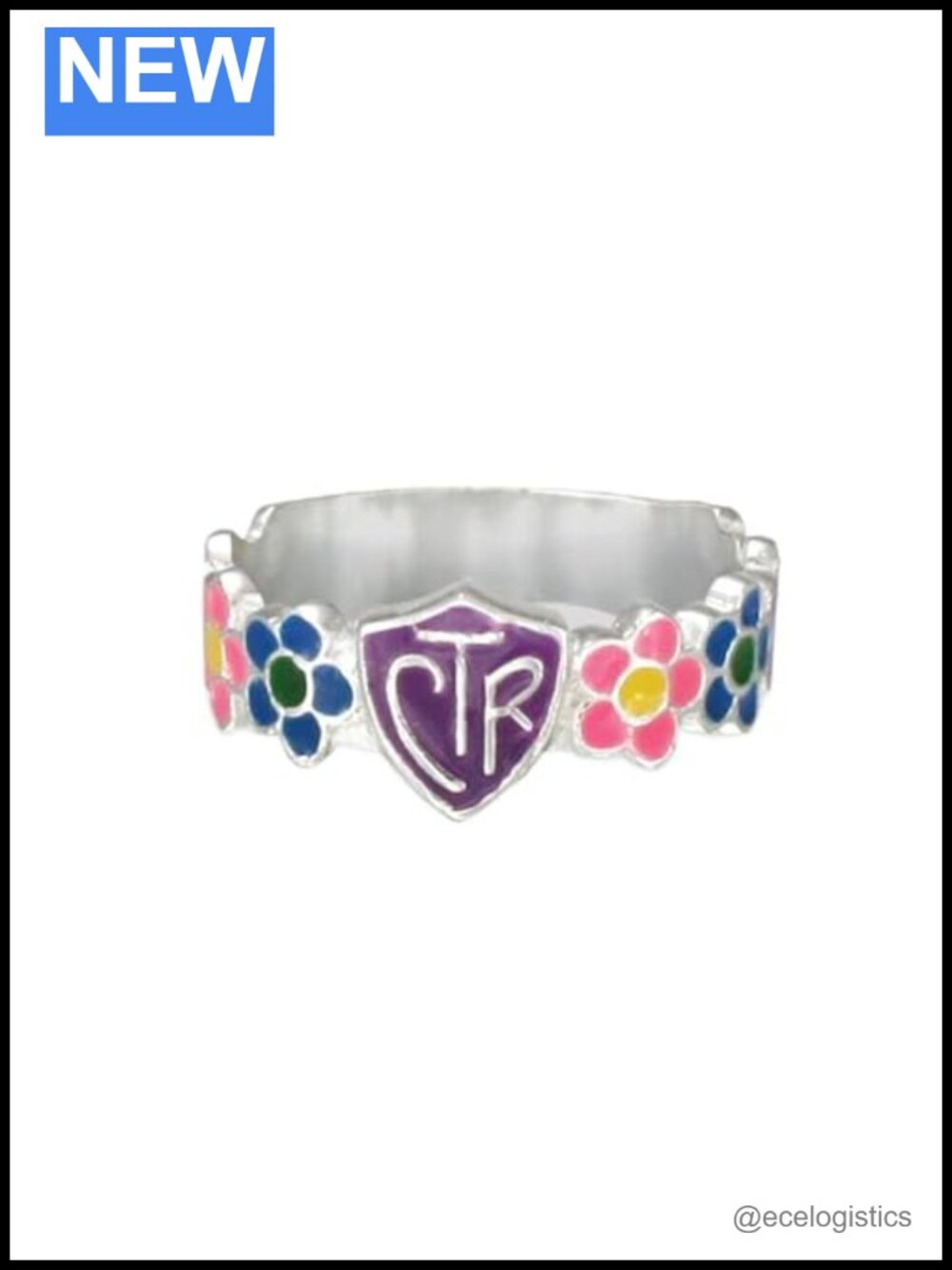 Sterling Silver CTR Ring Multicolor Enamel Petal LDS Faith Ring